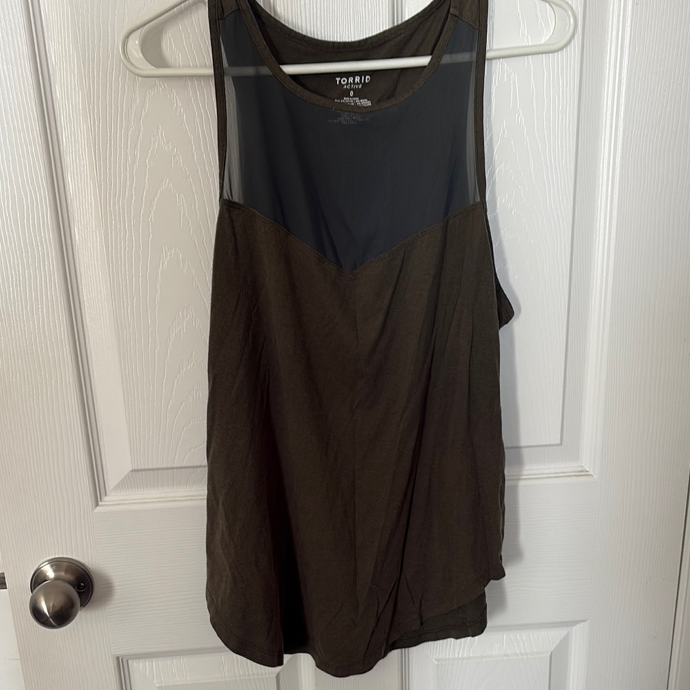 Torrid Green Asymmetrical Sleeveless Tank Top